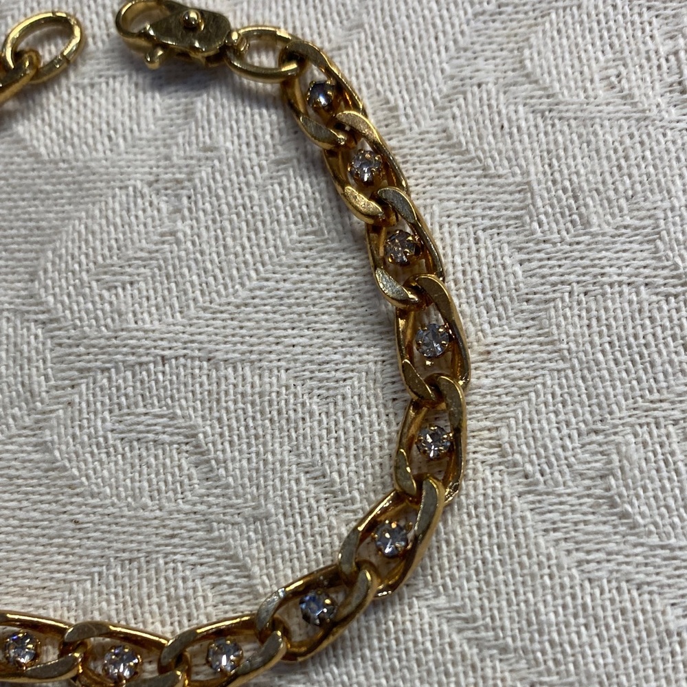 Elegant Vintage 1970 Women's Bracelet 6-1/2 inch with Clear Stones - Picture 2 of 6